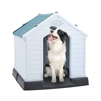 ★頑丈★ プラ製 犬小屋 ドア付 中型犬 簡単組立 丸洗い 高床式 通気口 ☆頑丈☆ プラ製 犬小屋 ドア付 中型犬 簡単組立 丸洗い 高床式